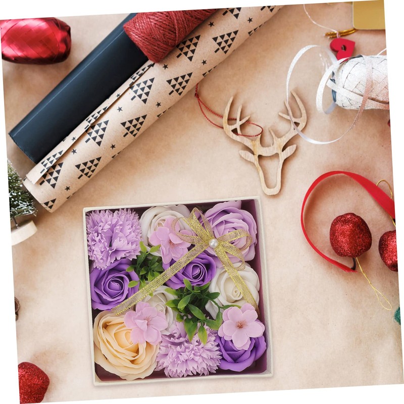 SAFIGLE 1 PC Square Soap Rose present Box Beautiful Artificial