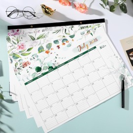 Desk Calendar 2025-2026 – Jul 2025 – Dec 2026, 17" x 12", 18 Months Large Monthly Desk Calendar 2025-2026, Ruled Blocks, Corner Protectors & Hanging Hooks, Tear Off, Best Desktop/Wall Calendar Decoration - Green Leaves