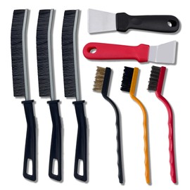 UBRAVE 8 Piece Cleaning Tool Set,Including 3 Groove Gap Cleaning Brush,Bathroom Tile Groove Gap Cleaning Brush,Crevice Cleaning Brush,3 Mini Small Wire Brush,2 Oven Scraper Tool Non Scratch