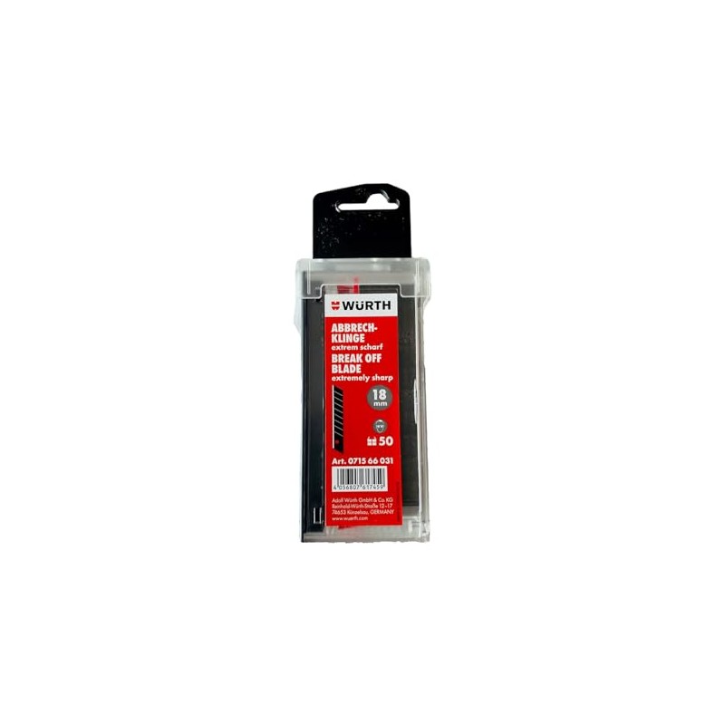 Würth 50x Snap-off Blades 18 mm Extremely Sharp Black Sliding