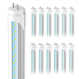JESLED 2FT T8 LED Tube Light, 12W(30W Equivalent), 1680LM, 6000K, Ballast Bypass, 24 Inch F17T8 Fluorescent Bulb Replacement, Dual Ended, 24” Lighting Tube Fixture (12-Pack)