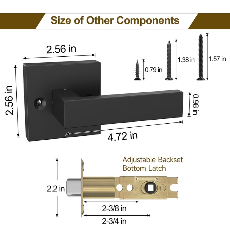 HOSOM Black Front Door Handle, Exterior Entry Door Handleset with