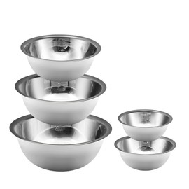 5 Piece Stainless Steel Mixing Bowl Set With Measurement Markers Multipurpose Soup Basin, 5 Sizes Space Saving Nesting Bowls Mixing Bowls, for Baking Cooking Food Storage(0.5L,0.8L,1.55L,2.1L,2.6L)