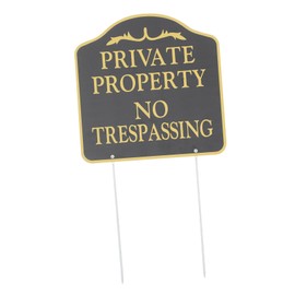 HEMOTON Private Property No Trespassing Sign with Stake Weatherproof Metal Security Sign for Outdoor Use Stylish Design for Garden and Deterrent Against Unwanted
