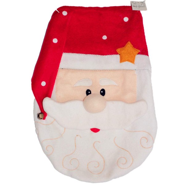 LIOOBO 1 x Christmas Santa Claus toilet seat cover soft toilet mat toilet lid cover for hotel home Christmas decoration Christmas