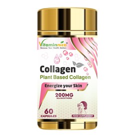 Vitaminnica Plant Based Collagen- 60 Capsules | High Strength for Radiant Skin, Hair, Nails & Joints | Collagen Support Formula with Sea Buckthorn, Acerola Cherry