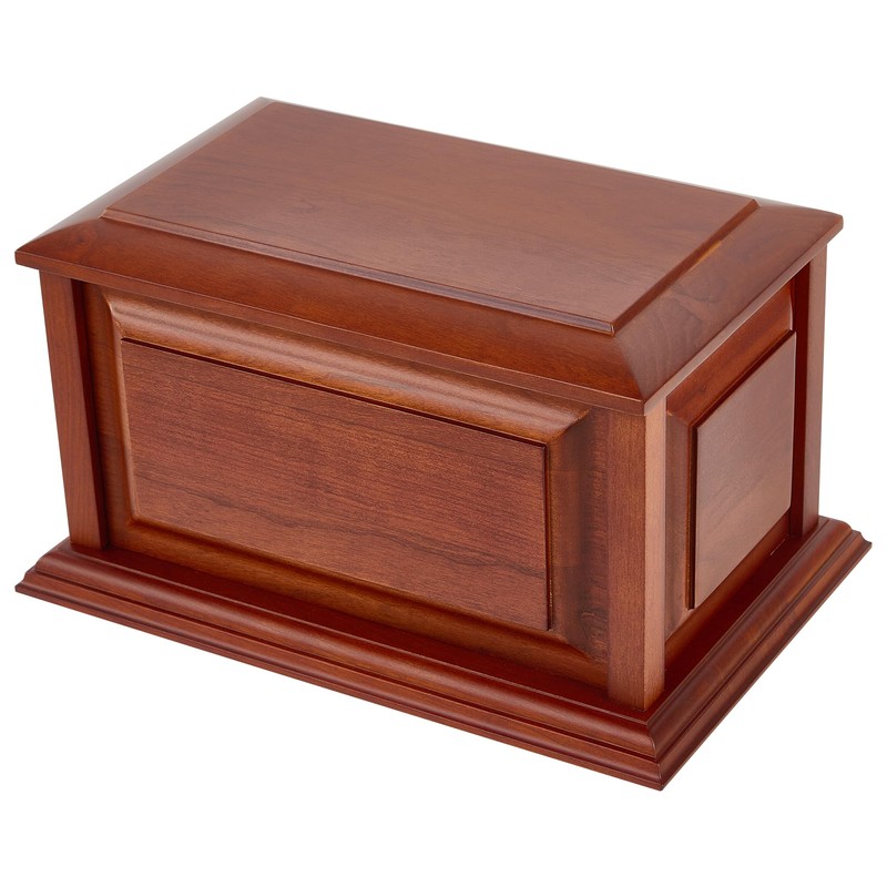 Handcrafted Solid Cherry Wood Funeral Cremation Urn Box for Human