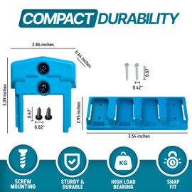 PERCH 4 Pack Makita Tool Holder with 4 Pack Makita Battery Holder for Makita 18v Tools and for Makita 18v Battery