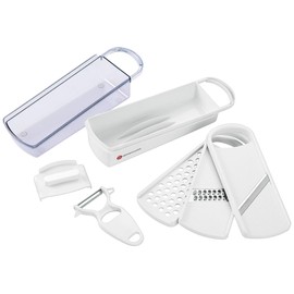 Shimomura Kogyo KZ-617 Vegetable Slicer Set, Vegetable Cooker, Made in Japan, Niigata, Tsubamesanjo, White, 3.3 x 10.4 x 3.4 inches (85 x 265 x 87 mm)