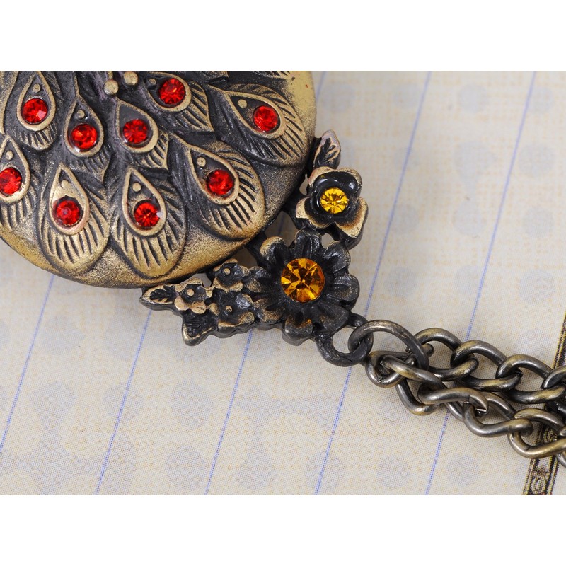 Alilang Womens Antique Vintage Inspired Golden Toned Rhinestone Peacock Bird