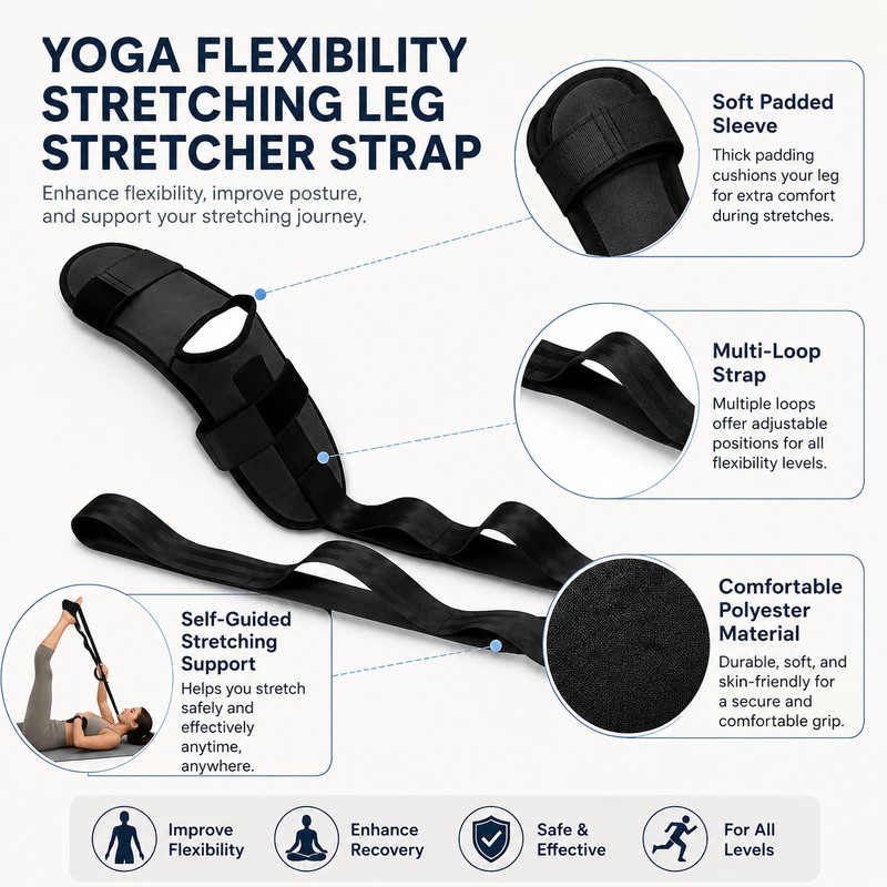 Yoga Stretching Strap for Flexibility Training – Multi-Loop Leg Stretcher