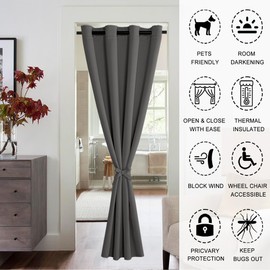 XWZO Door Curtain for Doorway Privacy and Bedroom Windows, 84 Inches Long Blackout and Thermal Insulated Room Divider Doorway Curtain Grommet Top, 1 Panel, W52 X L84, Grey