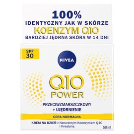 NIVEA Q10 Power Anti-Falten + Straffung Tagespflege für glattere & jünger aussehende Haut, Tagescreme mit LSF 15, 50 ml