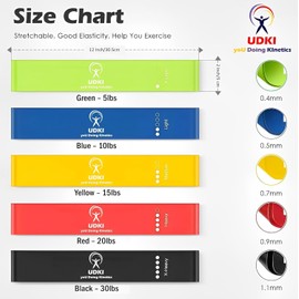 UDKI Natural Latex Resistance Loop Bands | Pack of 5 | Skin Friendly | Useful for Hips, Arms & Legs Workouts | Tear Resistant & Anti-Slip | Multicolor Elastic Therabands for Fitness & Toning