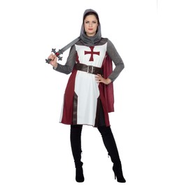 WILBERS & WILBERS 4332 - Knight Costume for Women, Dress with Hood, Belt, Medieval Fancy Dress for Carnival, 40