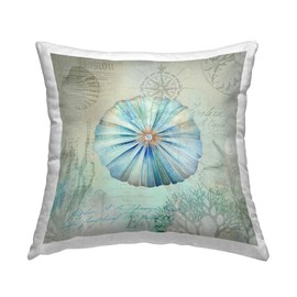 Stupell Industries Vintage Nautical Sea Urchin Design by Andrea Haase Indoor Printed Throw Pillow, 18 x 7 x 18, Blue