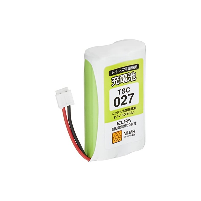エルパ(ELPA) 電話機用充電池 パナソニック他同等品 電池パック 2.4V 600mAh ニッケル水素充電池 TSC-027