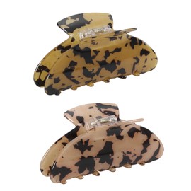 2PCS Tortoiseshell Leopard Hair Clips for Women Girls – Vintage Acetate Claw Clips, Trendy French Style Hair Accessories for Thick or Thin