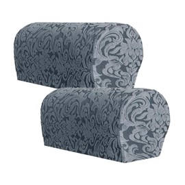 Anti-Stain Dustproof Armchair Slipcovers Sofa Arm Cover, Removable Washable High Stretch Sofa Slipcovers, Universal Stylish Couch Cover for Square/Curved/Reclining Armrest, Pack of 2,Dark Grey