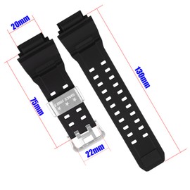 Topuly 20mm Resin Watch Band Compatible for Casio G-shock 10455201 GW-9400 GW-9400BJ GW-9200 GW-9300 G-9400 20 mm Strap Wirstband accessories replacement for Men and Women, Steel