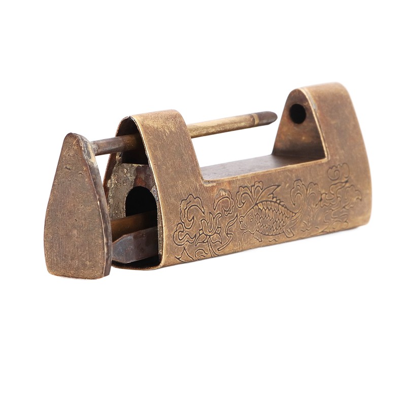 Chinese Antique Lock Spacing 4.3cm/1.7in Brass Chinese Old Style Padlock