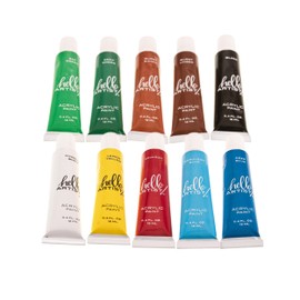 Hello, Artist! 10 Color 12ml Acrylic Paint Set, Suitable for All Creatives, Long Lasting & High Viscosity