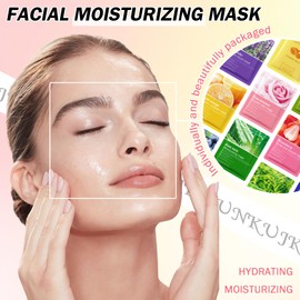 10PCS Hydrating Facial Sheet Mask,Moisturizing Face Masks Gift Set,Long Lasting Face Mask Facial Mask Kit for All Skin Types A