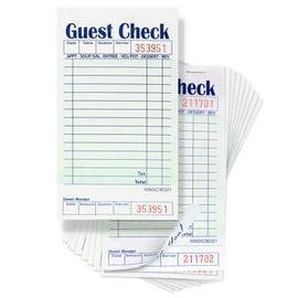 FMP Brands Guest Check Books for Servers, Server Note Pads Paper, Total 500 Sheets (10 Pads), Light Green with Guest Receipt, Guest Check Pads, Restaurant Order Pads, Waitress Notepads