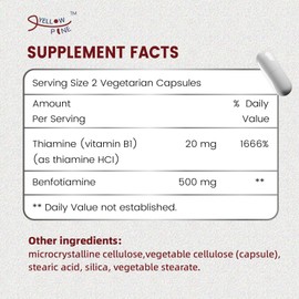 Yellow Pine 🤶Yellow Pine🤶 500mg Benfotiamine Capsules , Vitamin B1 , 3 Bottles