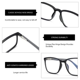 BLUEMOKY Blue Light Reading Glasses for Men 2 PACK, Readers for Men, Square Frame Computer Glasses,Anti Eyestrain(150)