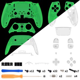 eXtremeRate Full Set Shell with Buttons Touchpad Compatible with p s 5 Edge Controller, Glow in Dark - Green Replacement Decorative Trim Shell Front Back Plates Compatible with p s 5 Edge Controller