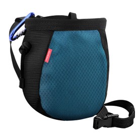 MoKo Rock Climbing Chalk Bag, Bouldering Chalk Bag Bucket with Adjustable Belt & Carabiner Drawstring Climbing Chalk Bag for Rock Climbing Weight Lifting Gymnastics Crossfit - Black & Royal Blue