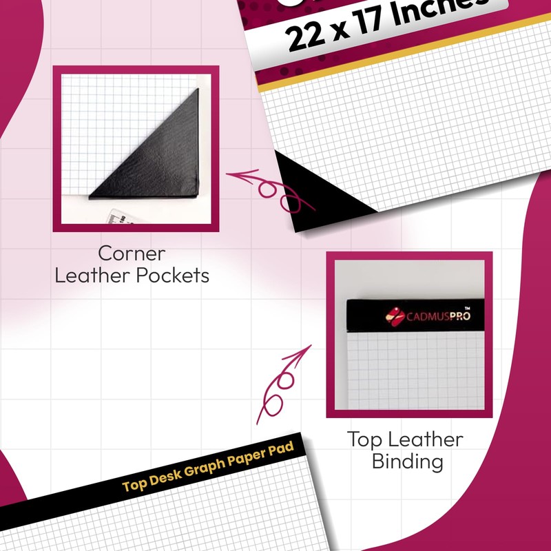 CADMUSPRO Top Desk Graph Paper Pad 22x17 Inch, 50 Sheets,