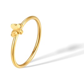 munone Butterfly Charm Dainty 18k Gold Plated Titanium Ring for Women,Non Tarnish Modern Minimalist Affordable Elegant Rings