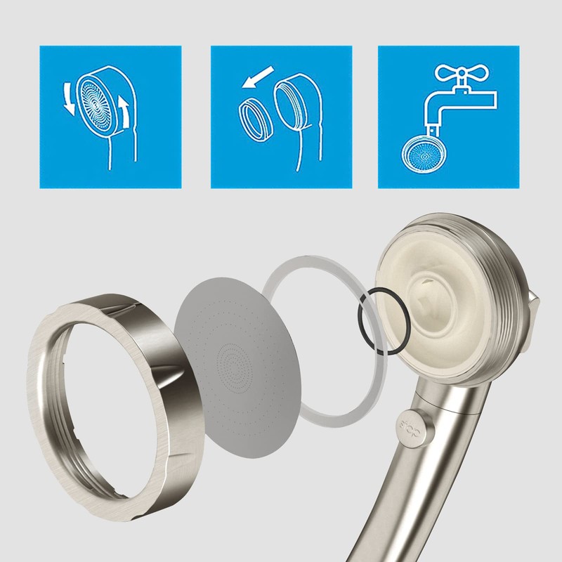 KAIYING Drill-Free High Pressure Handheld Shower Head with ON/OFF Switch,