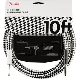 Fender Cable de instrumento serie profesional, cable de guitarra, accesorios de guitarra, recto/recto, tablero de ajedrez, 10 pies