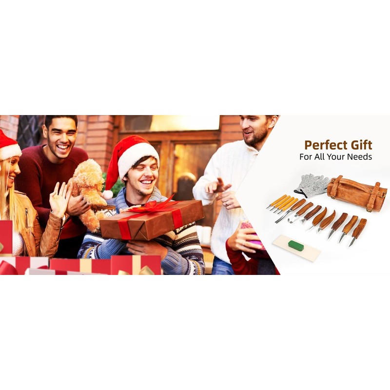 bellaDimora Wood Carving Kit 16-Piece, 8 Whittling Knives & 4
