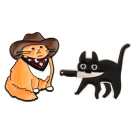 Kinretixia Enamel Pin Set, Funny Cartoon Pins for Jackets and Bags, Distinctive Black Cat and Orange Cat Design, Gift for All Ages