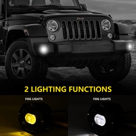 OFFROAD GAMERS LED Fog Lights Driving Lamps Assembly Replacement (For Jeep JK (White+Yellow))