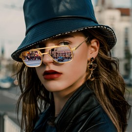 Dollger Square Aviator Sunglasses for Men fashion Black sunglasses for men Metal Frame Sun Glasses Retro Punk Shades