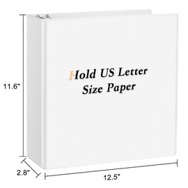CIXILDTS 2 Inch D Ring Binders, 3 Ring Binder Fit US Letter Size Paper, 2" Slant D Ring View Binder with 2 Pocekts, 6-Pack, White