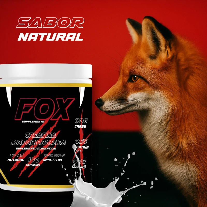 Creatina Monohidratada 500gm En Polvo Fox Suplements Sabores Natural