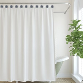 3D Floral Shower Curtain Hooks, 12 Pcs Rust Proof Resin Metal Hooks Shower Curtain Rod Rings, Ideal for Bathroom, Bedroom, Living Room Fun Home Decor (Moonstone Grey