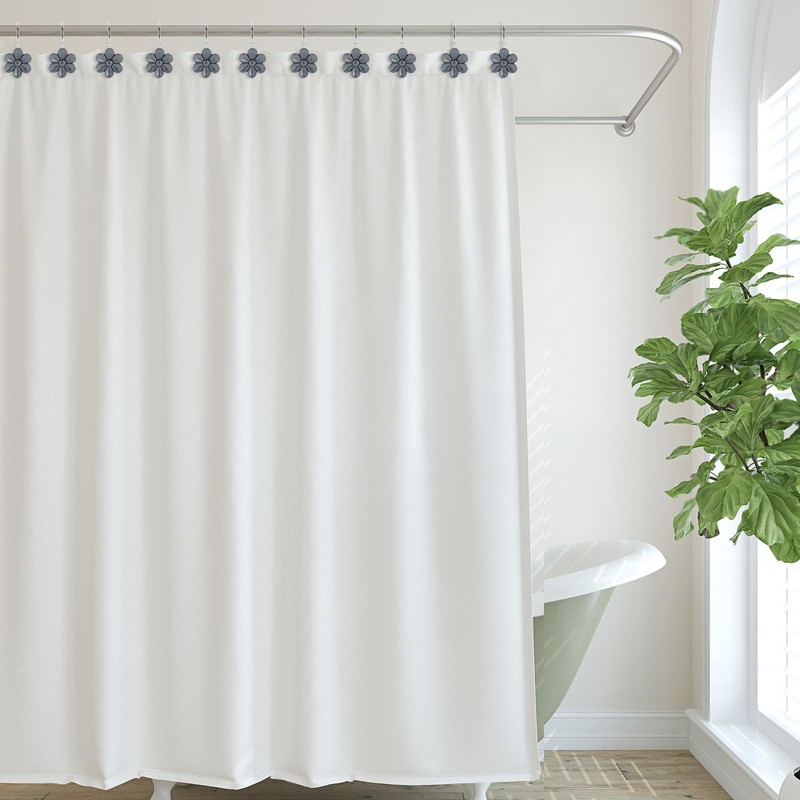 3D Floral Shower Curtain Hooks, 12 Pcs Rust Proof Resin