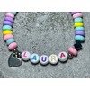Majas Perlen Armband mit Namen Polymer Pastell Candy Silber oder
