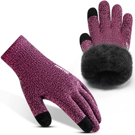 Rahhint Thermal Winter Gloves for Men Women Pure Wool Knit Gloves with fleece lining insulated Liner Keep Hand Warm Gift