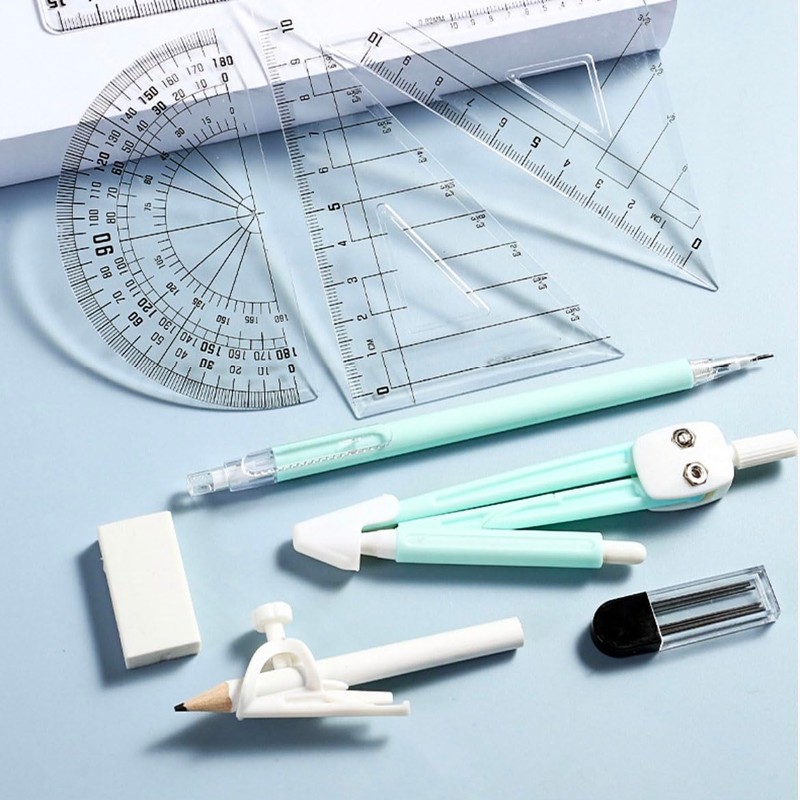 Protractor Triangle Ruler Set, Geometric Compass Set, Math Set, Set