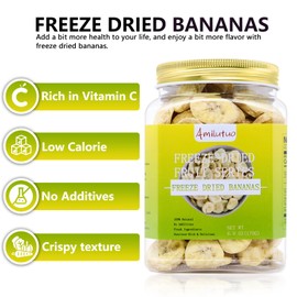 Freeze Dried Bananas, 6OZ/170G Freeze Dried Fruit, Dried Banana Chips Natural, No Add Sugar, Fruit Snacks for Traveling, Hiking, Cycling, Camping