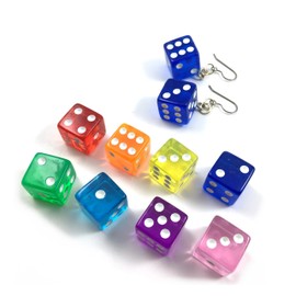 Real Dice Earrings, 16mm Gaming Dice, Many Colors, Titanium Ear Wires for Sensitive Ears