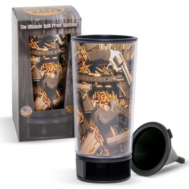 Guns and Ammo by Spit Bud - The Ultimate Spittoon for Chew - Portable Dip & Snuff Cup with Lid, Pop Tab, Spill-Proof Funnel, Can Cutter & Holder - Fit in Cup Holders - Holds 8oz - Made in USA